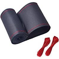 Onerbuy Funda de cuero universal para volante de coche- para costura de bricolaje- transpirable y antideslizante- 15…